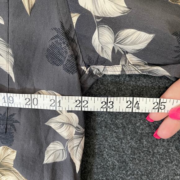 VTG Campia Moda Hawaiian Shirt Black Beige Floral Print Men’s L 100% Cotton - Picture 7 of 10